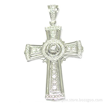 925 Sterling Silver Pendant with White Cubic Zirconias